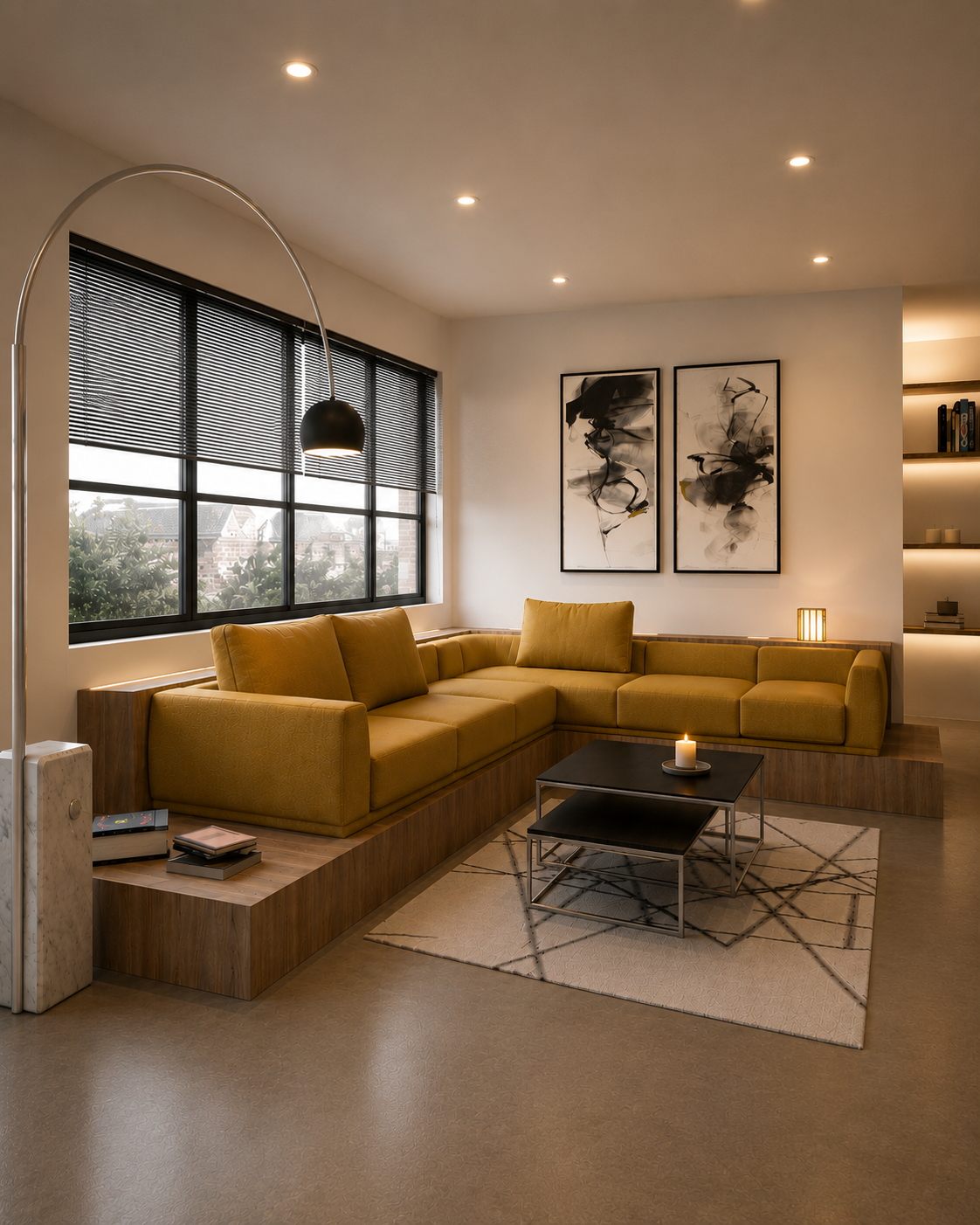 Salon sur-mesure · 3D Photoréaliste — Bruxelles